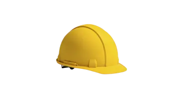 a yellow hard hat on a white background