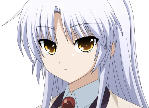 an anime girl with long white hair and brown eyes