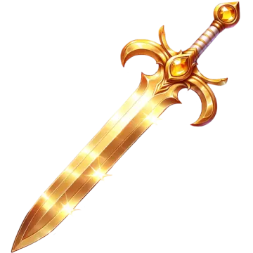 a golden sword on a white background