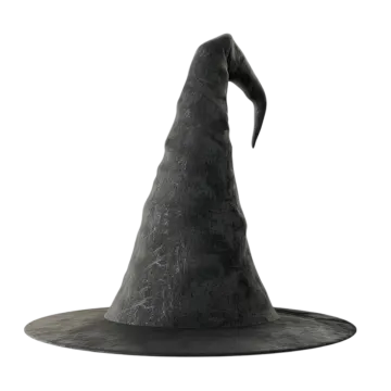 a black witch hat on a white background