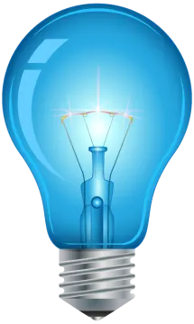 a blue light bulb with a white background