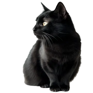 a black cat sitting on a white surface