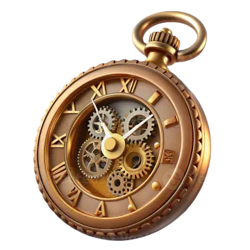 a golden pocket watch with gears on it