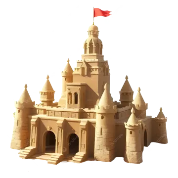 a sand castle on a white background