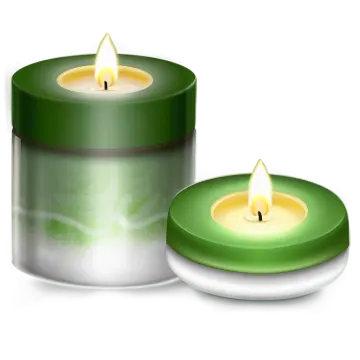 two green candles on a white background