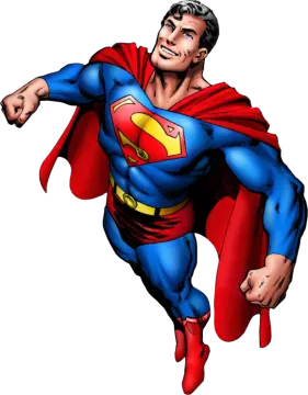 a cartoon superman flying through the air