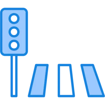 a blue traffic light on a white background