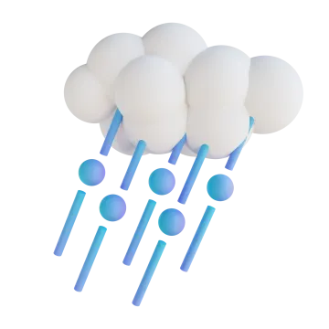 a white cloud with blue lines and circles