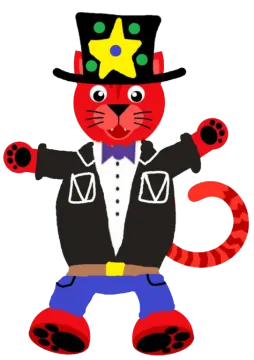 a red cat in a top hat and suit