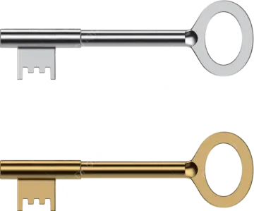 an open and closed key on a white background