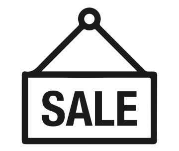 a black and white sign with the word sale
