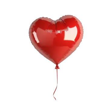 a red heart balloon on a white background