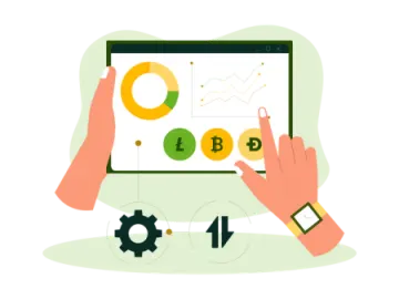 two hands holding a tablet with graphs on it