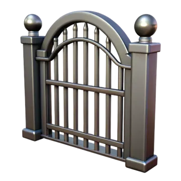 a metal gate with two balls on top