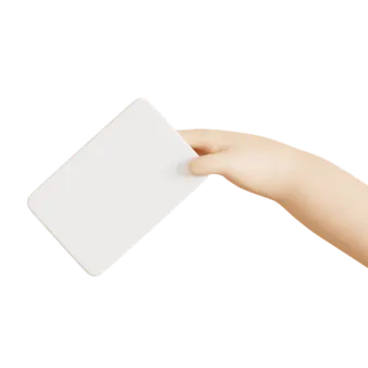 a hand holding a white business card
