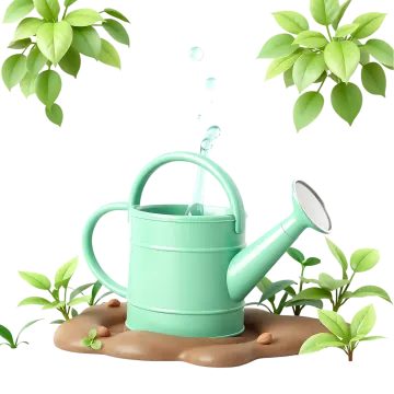 an illustration of a watering pot on the ground