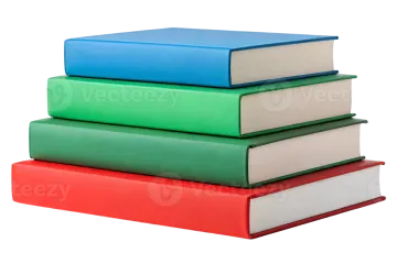 a stack of books on a white background