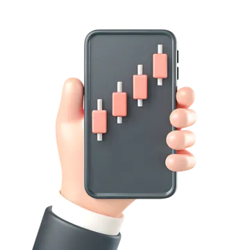a hand holding a phone with a graph on the screen