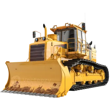 a large yellow bull tractor on a white background
