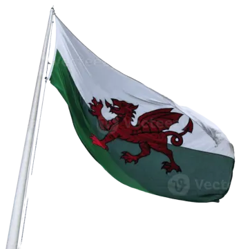 a welsh flag flying in the wind