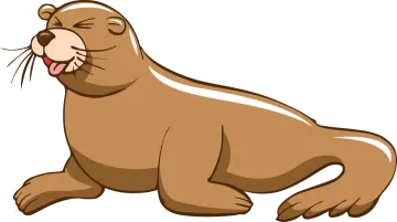 a cartoon sea lion with its mouth open