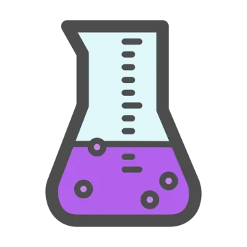 a beakle filled with purple liquid