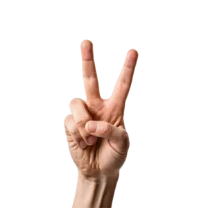 a person making the peace sign with their fingers