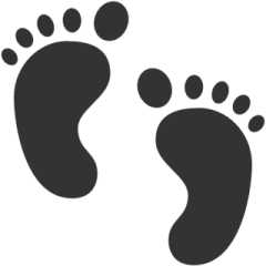 a pair of footprints on a white background