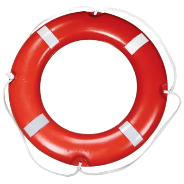a red life ring with white stripes