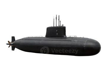 a black submarine on a white background