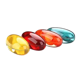 a set of three colorful glass bowls