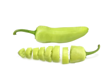 two green peppers on a white background