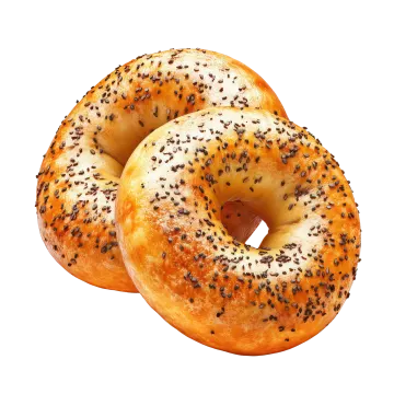 two bagels on a white background