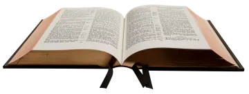 an open bible on a white background