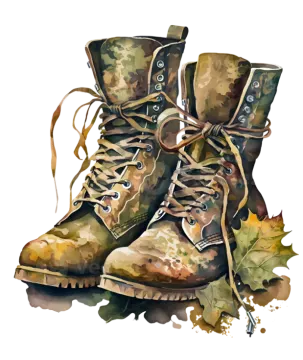 a watercolor painting of a pair of boots