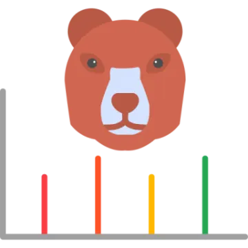 a bear head on top of a bar chart