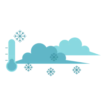 a blue cloud with snow flakes on it