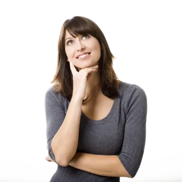 a woman is looking up at the camera