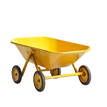 a yellow wheelbar with wheels on a white background