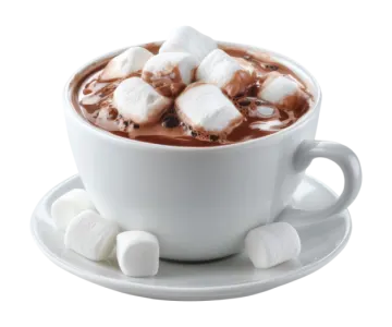 a cup of hot chocolate with marsh and marsh