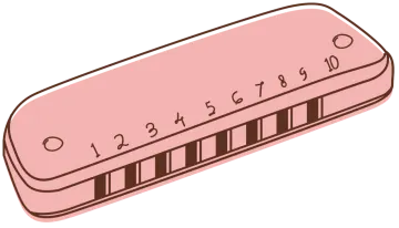 a pink harmonica with numbers on it