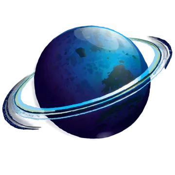 a blue planet with two rings around it