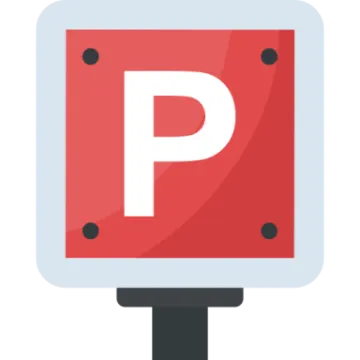 a parking sign with the letter p