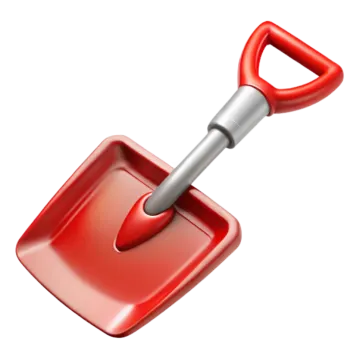 a red shovel on a white background