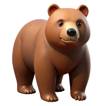 a brown bear standing next to a white background