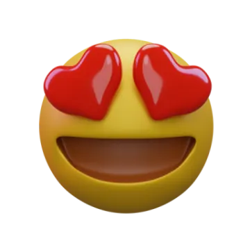 a smiley face with two hearts on it
