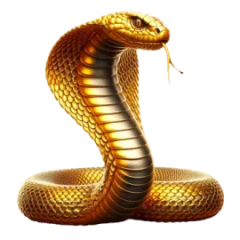 a gold cobra on a white background