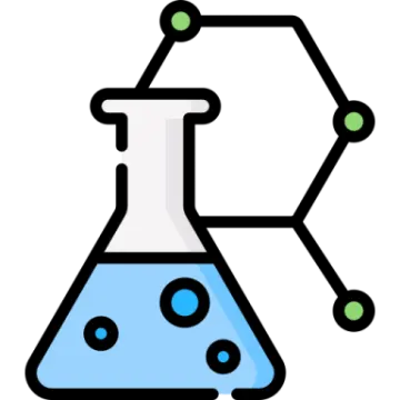 a beakle with a blue liquid in it