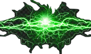 a green lightning bolt on a white background