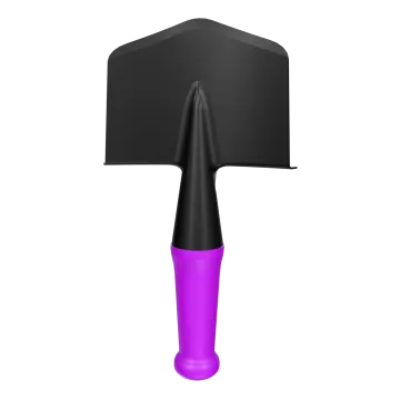 a black and purple object on a white background